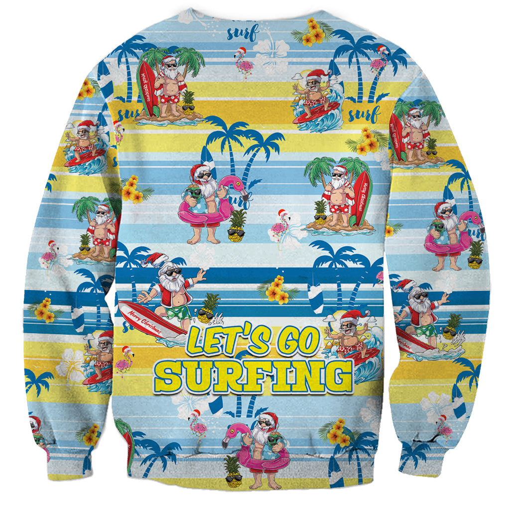Surfing Christmas Sweatshirt Tropical Santa Let's Go Surfing DT02 - Polynesian Pride