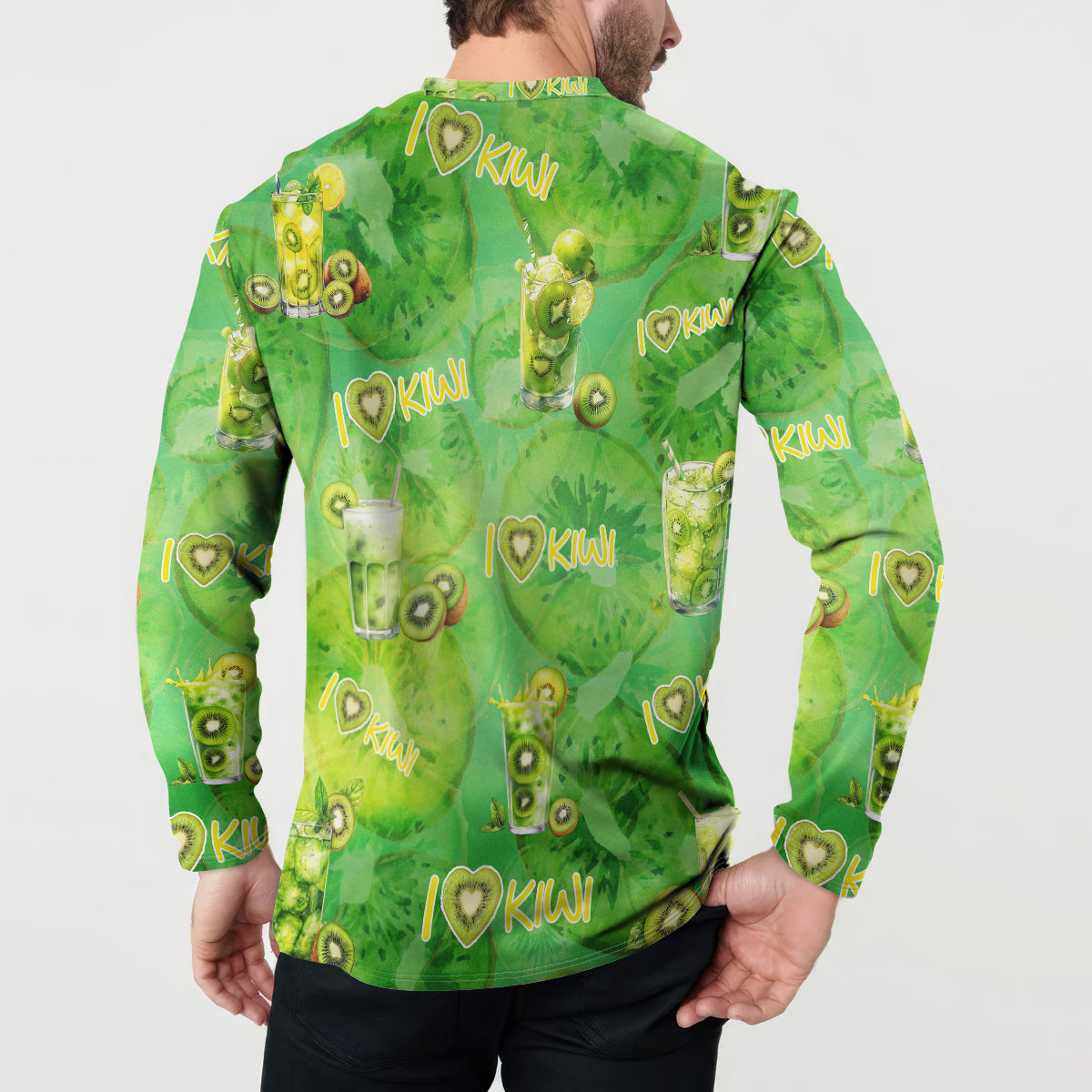 I Love Kiwi Button Sweatshirt New Zealand Kiwi Fruit Summer Cocktail