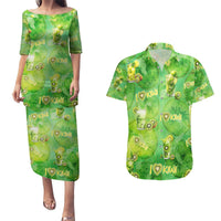 I Love Kiwi Couples Matching Puletasi and Hawaiian Shirt New Zealand Kiwi Fruit Summer Cocktail