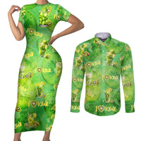 I Love Kiwi Couples Matching Short Sleeve Bodycon Dress and Long Sleeve Button Shirt New Zealand Kiwi Fruit Summer Cocktail