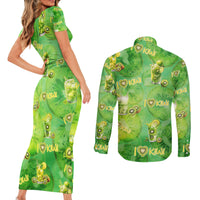 I Love Kiwi Couples Matching Short Sleeve Bodycon Dress and Long Sleeve Button Shirt New Zealand Kiwi Fruit Summer Cocktail