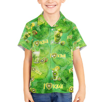 I Love Kiwi Family Matching Off Shoulder Short Dress and Hawaiian Shirt New Zealand Kiwi Fruit Summer Cocktail DT02 Son's Shirt Green - Polynesian Pride