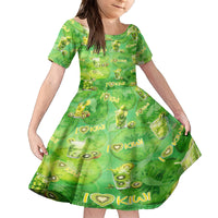 I Love Kiwi Family Matching Tank Maxi Dress and Hawaiian Shirt New Zealand Kiwi Fruit Summer Cocktail DT02 Daughter's Dress Green - Polynesian Pride