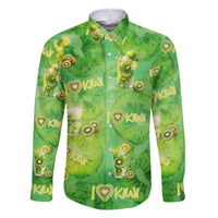 I Love Kiwi Family Matching Tank Maxi Dress and Hawaiian Shirt New Zealand Kiwi Fruit Summer Cocktail DT02 Dad's Shirt - Long Sleeve Green - Polynesian Pride