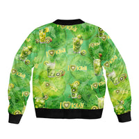 I Love Kiwi Sleeve Zip Bomber Jacket New Zealand Kiwi Fruit Summer Cocktail
