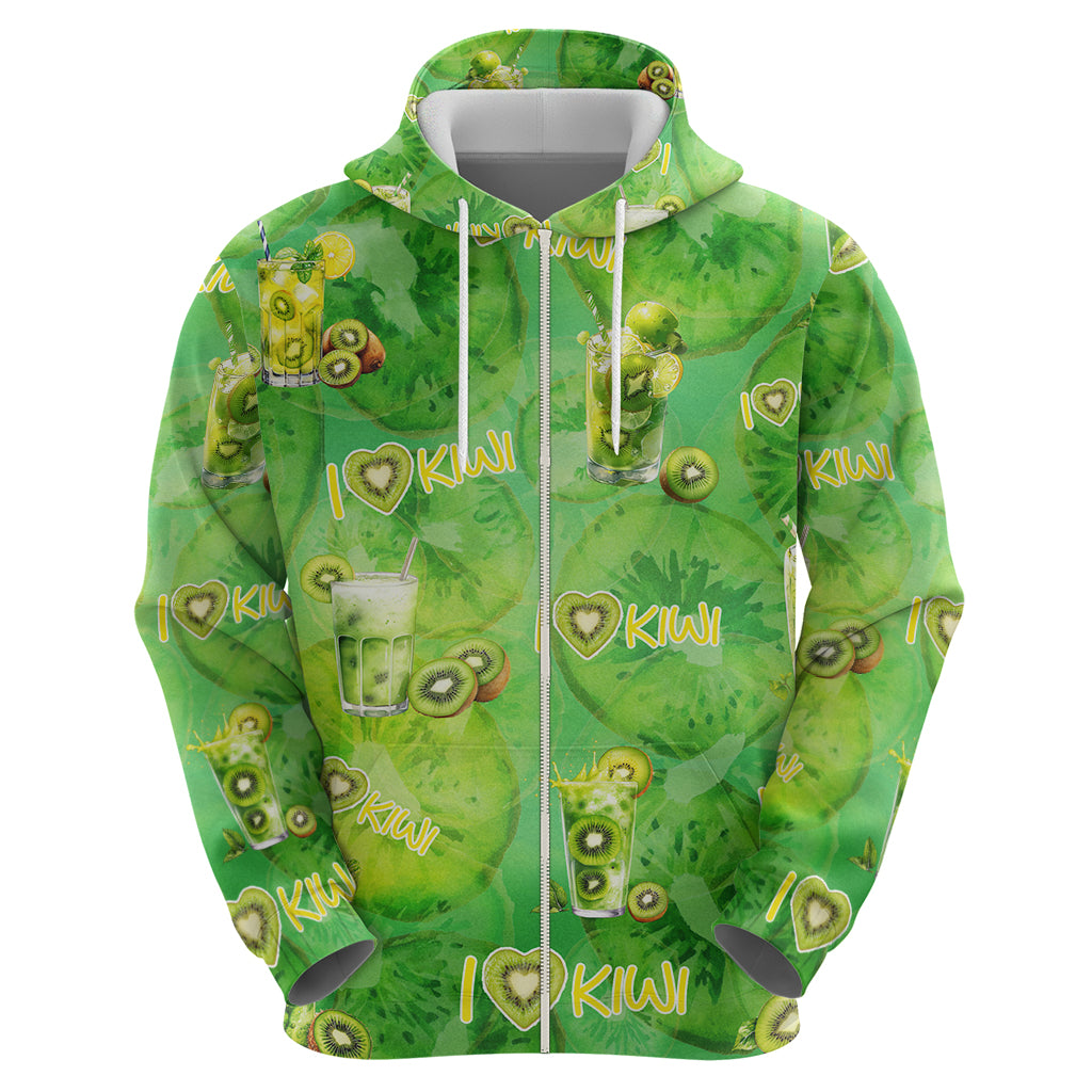 I Love Kiwi Zip Hoodie New Zealand Kiwi Fruit Summer Cocktail