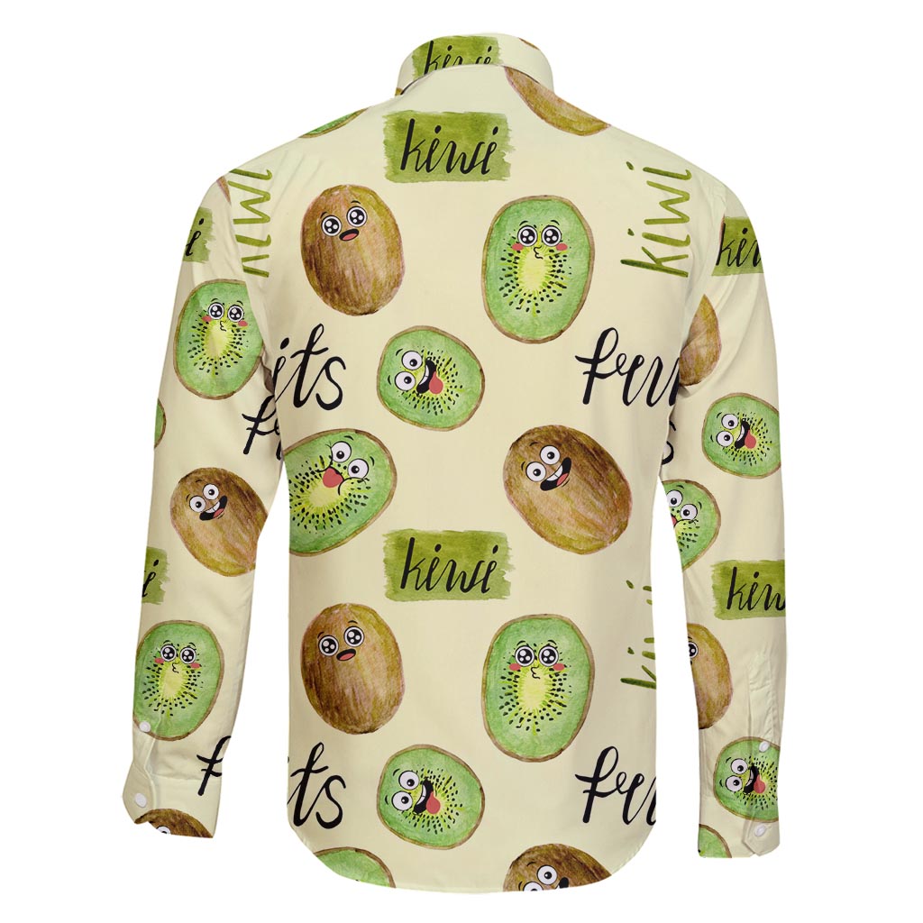 Kiwi Cute Humorous Family Matching Long Sleeve Bodycon Dress and Hawaiian Shirt New Zealand Fruit