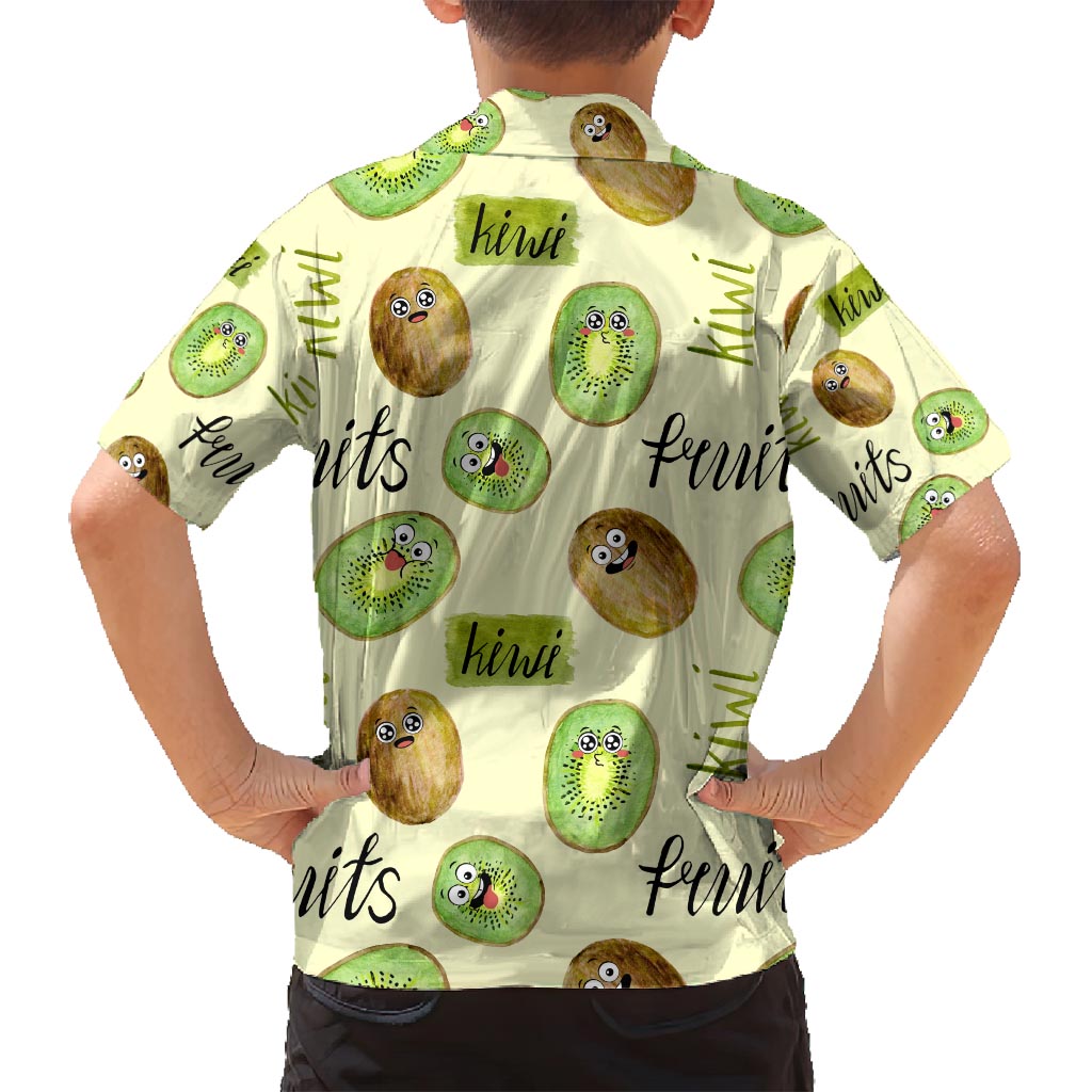 Kiwi Cute Humorous Family Matching Off Shoulder Short Dress and Hawaiian Shirt New Zealand Fruit DT02 - Polynesian Pride