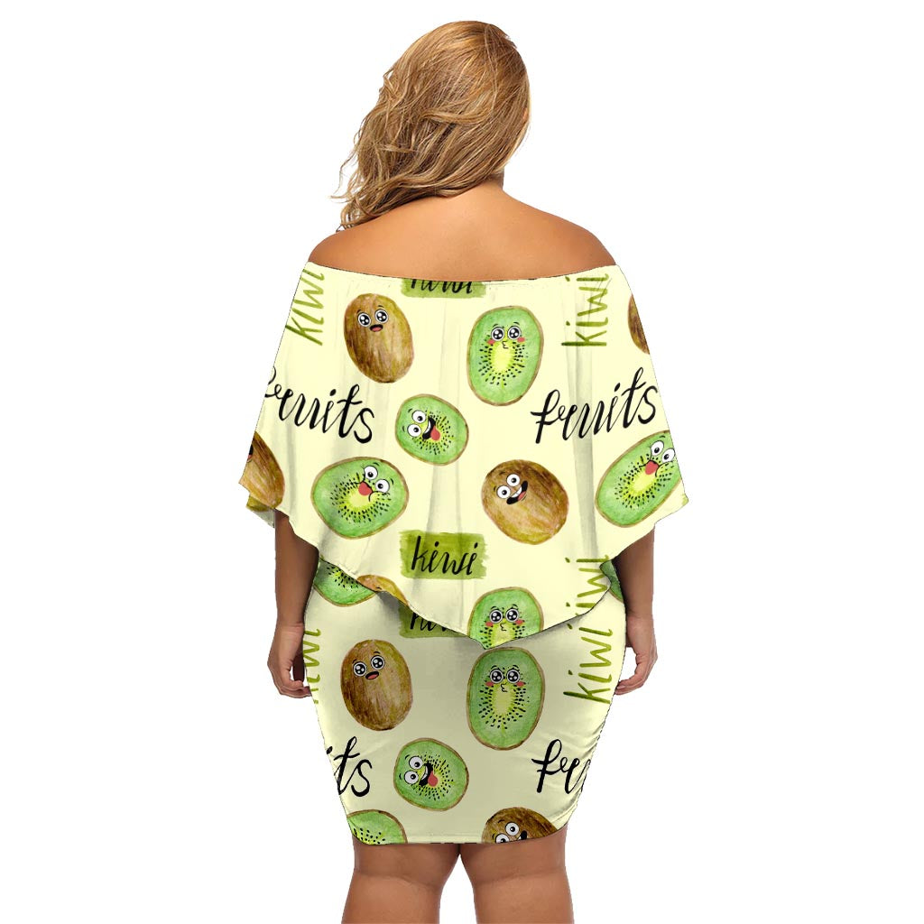 Kiwi Cute Humorous Family Matching Off Shoulder Short Dress and Hawaiian Shirt New Zealand Fruit DT02 - Polynesian Pride