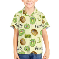 Kiwi Cute Humorous Family Matching Short Sleeve Bodycon Dress and Hawaiian Shirt New Zealand Fruit DT02 Son's Shirt Yellow - Polynesian Pride