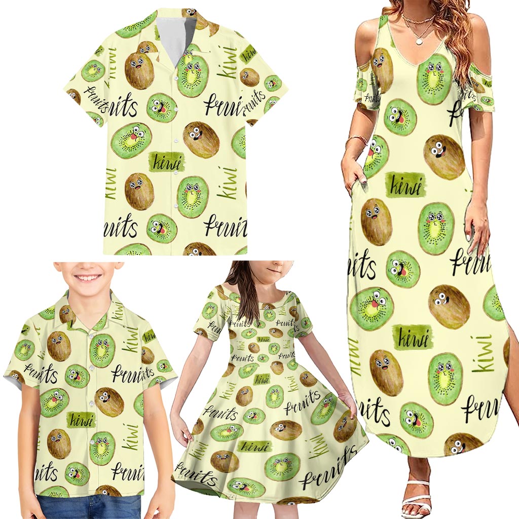 Kiwi Cute Humorous Family Matching Summer Maxi Dress and Hawaiian Shirt New Zealand Fruit DT02 - Polynesian Pride