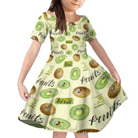 Kiwi Cute Humorous Family Matching Tank Maxi Dress and Hawaiian Shirt New Zealand Fruit DT02 Daughter's Dress Yellow - Polynesian Pride