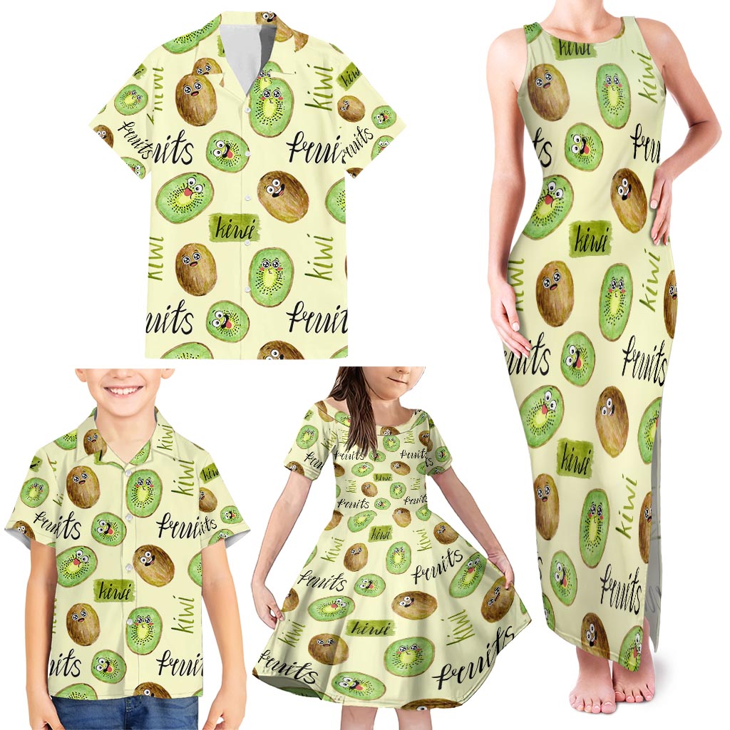 Kiwi Cute Humorous Family Matching Tank Maxi Dress and Hawaiian Shirt New Zealand Fruit DT02 - Polynesian Pride