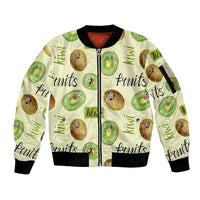 Kiwi Cute Humorous Sleeve Zip Bomber Jacket New Zealand Fruit