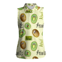 Kiwi Cute Humorous Women Sleeveless Polo Shirt New Zealand Fruit DT02 Female Yellow - Polynesian Pride