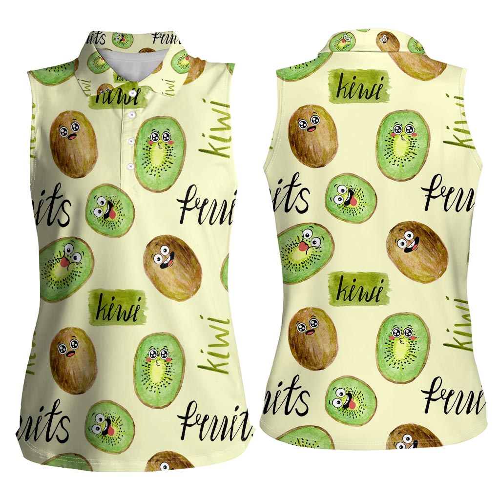 Kiwi Cute Humorous Women Sleeveless Polo Shirt New Zealand Fruit DT02 - Polynesian Pride
