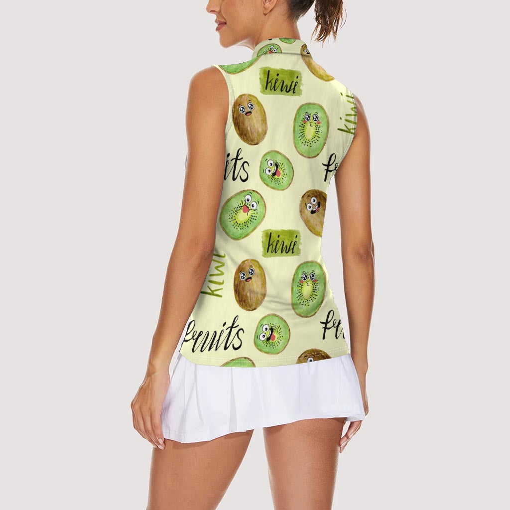 Kiwi Cute Humorous Women Sleeveless Polo Shirt New Zealand Fruit DT02 - Polynesian Pride