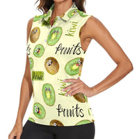 Kiwi Cute Humorous Women Sleeveless Polo Shirt New Zealand Fruit DT02 - Polynesian Pride