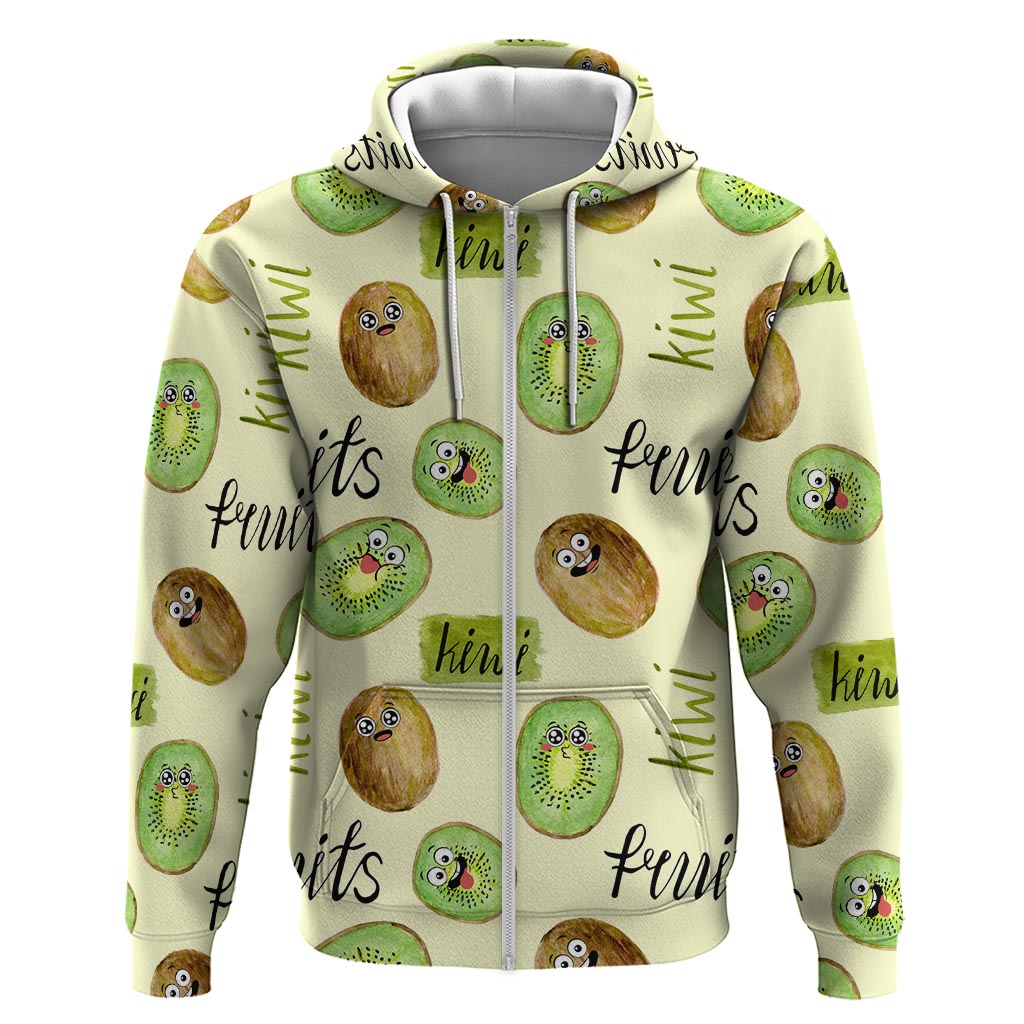 Kiwi Cute Humorous Zip Hoodie New Zealand Fruit