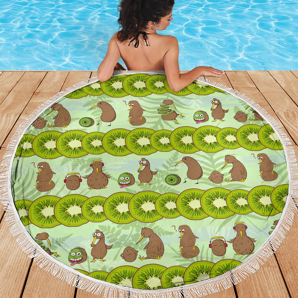 New Zealand Kiwi Fruit Witty Kiwi Bird Beach Blanket