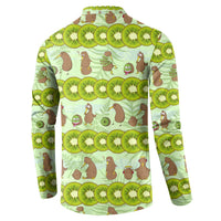 New Zealand Kiwi Fruit Witty Kiwi Bird Button Sweatshirt