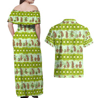 New Zealand Kiwi Fruit Witty Kiwi Bird Couples Matching Off Shoulder Maxi Dress and Hawaiian Shirt DT02 - Polynesian Pride