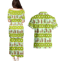 New Zealand Kiwi Fruit Witty Kiwi Bird Couples Matching Puletasi and Hawaiian Shirt DT02 - Polynesian Pride