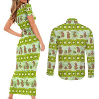 New Zealand Kiwi Fruit Witty Kiwi Bird Couples Matching Short Sleeve Bodycon Dress and Long Sleeve Button Shirt DT02 - Polynesian Pride