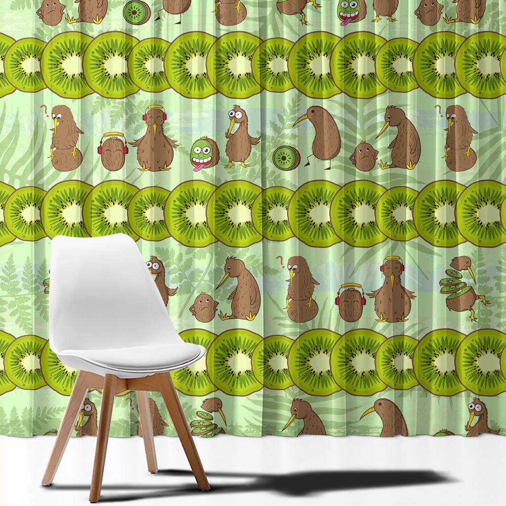 New Zealand Kiwi Fruit Witty Kiwi Bird Window Curtain