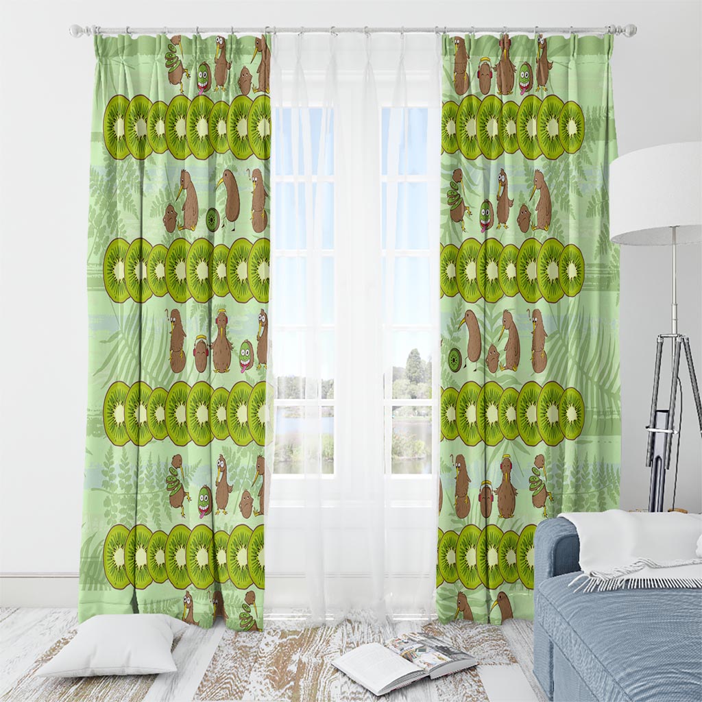 New Zealand Kiwi Fruit Witty Kiwi Bird Window Curtain