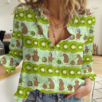New Zealand Kiwi Fruit Witty Kiwi Bird Women Casual Shirt DT02 Female Green - Polynesian Pride