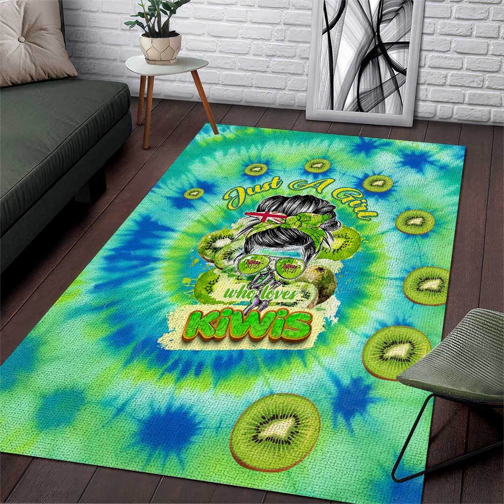 Just a Girl Who Loves Kiwis Area Rug New Zealand Tie Dye