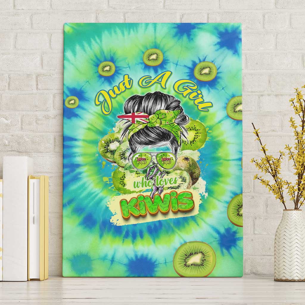 Just a Girl Who Loves Kiwis Canvas Wall Art New Zealand Tie Dye