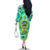 Just a Girl Who Loves Kiwis Family Matching Off The Shoulder Long Sleeve Dress and Hawaiian Shirt New Zealand Tie Dye
