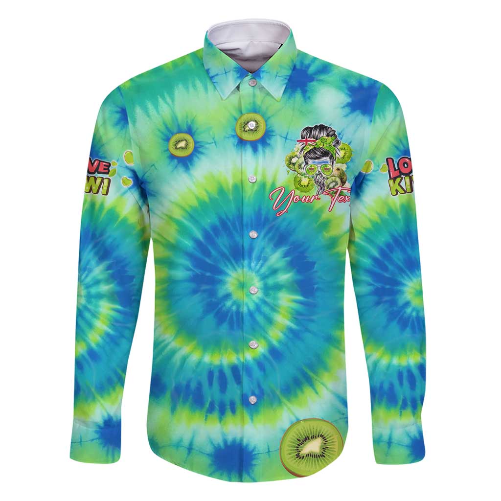 Just a Girl Who Loves Kiwis Family Matching Tank Maxi Dress and Hawaiian Shirt New Zealand Tie Dye DT02 Dad's Shirt - Long Sleeve Green - Polynesian Pride