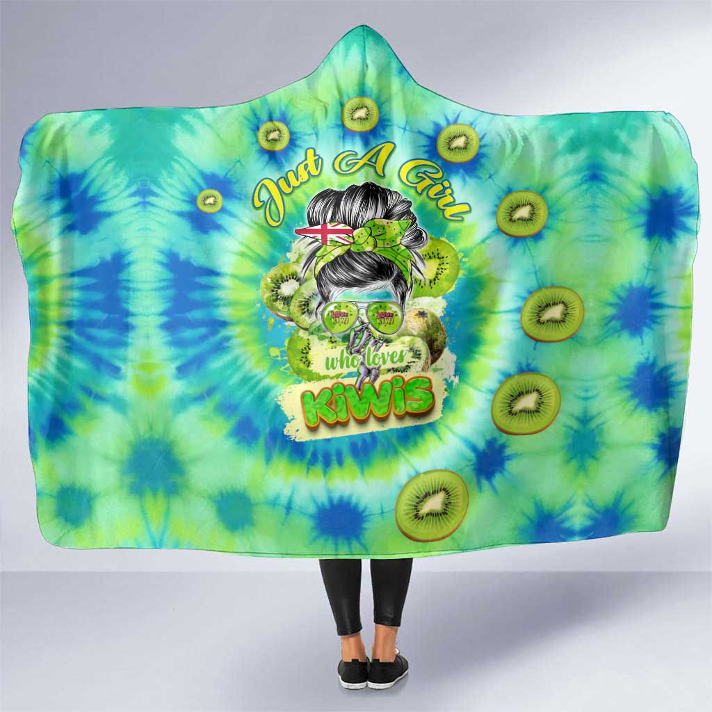 Just a Girl Who Loves Kiwis Hooded Blanket New Zealand Tie Dye