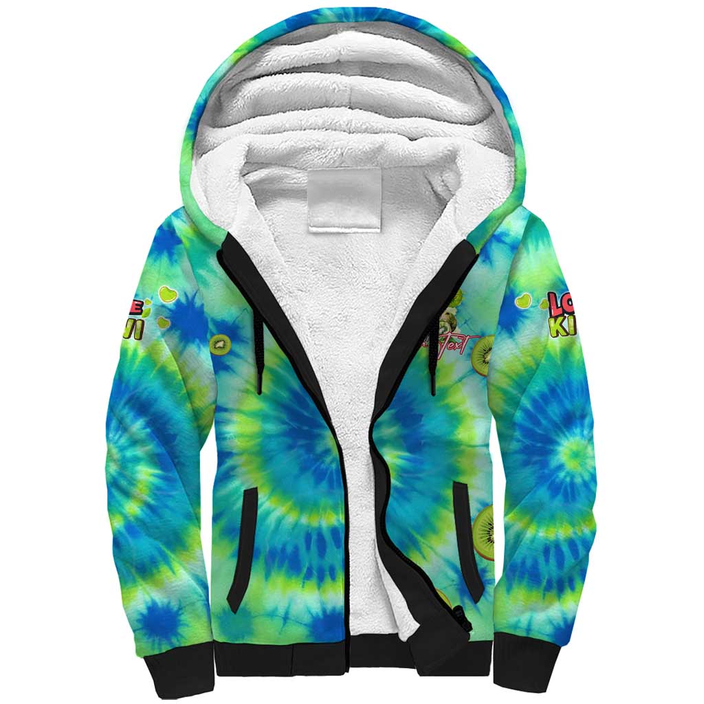 Just a Girl Who Loves Kiwis Sherpa Hoodie New Zealand Tie Dye