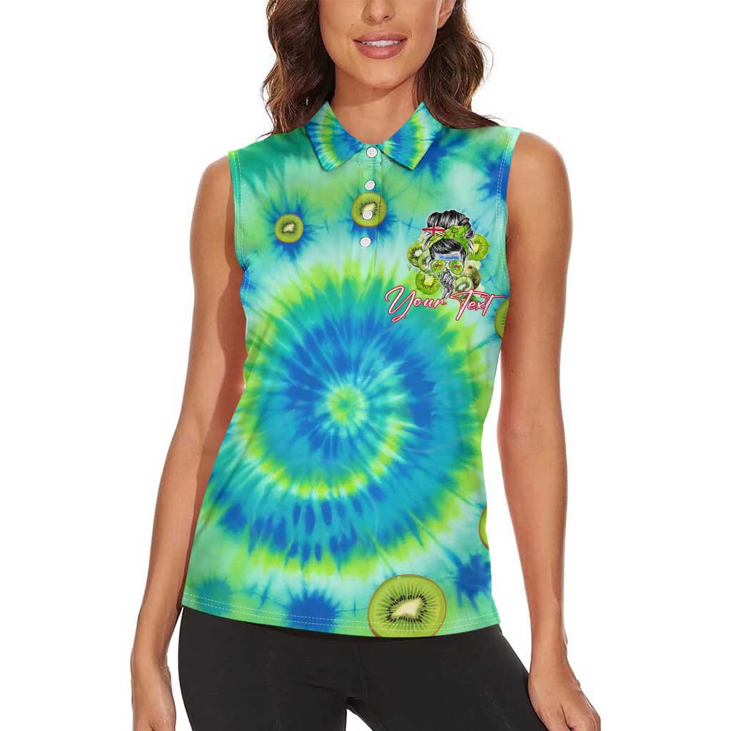Just a Girl Who Loves Kiwis Women Sleeveless Polo Shirt New Zealand Tie Dye DT02 - Polynesian Pride