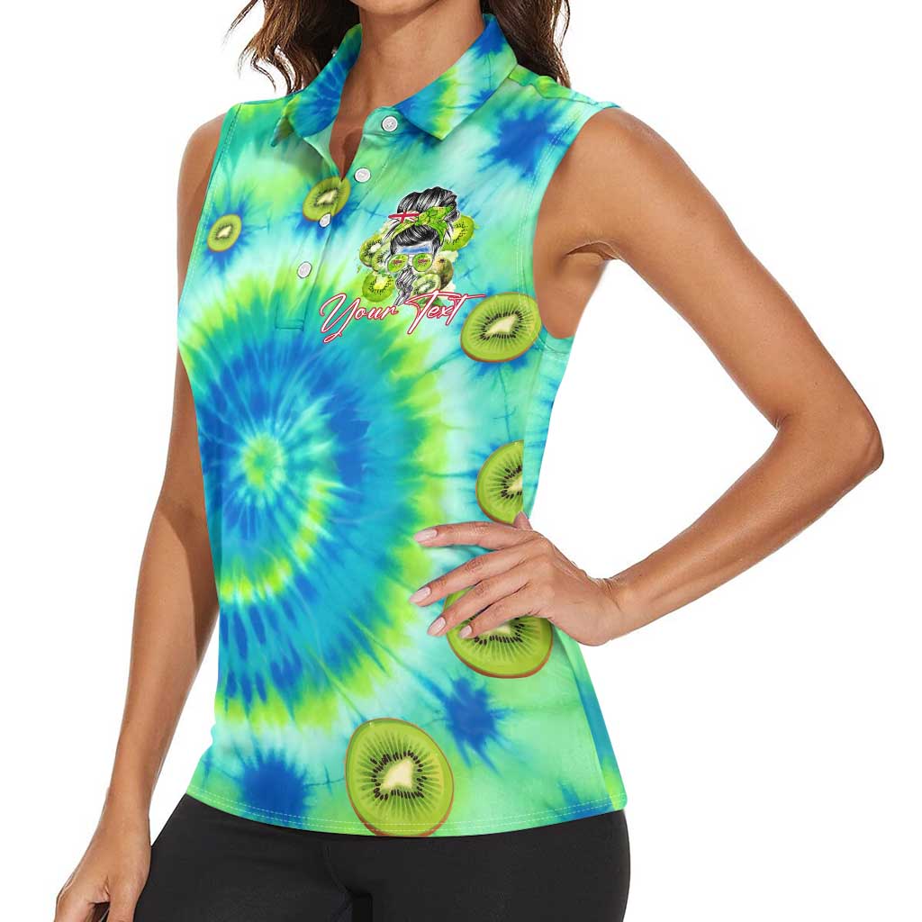 Just a Girl Who Loves Kiwis Women Sleeveless Polo Shirt New Zealand Tie Dye DT02 - Polynesian Pride