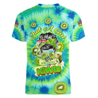 Just a Girl Who Loves Kiwis Women V-Neck T-Shirt New Zealand Tie Dye DT02 - Polynesian Pride