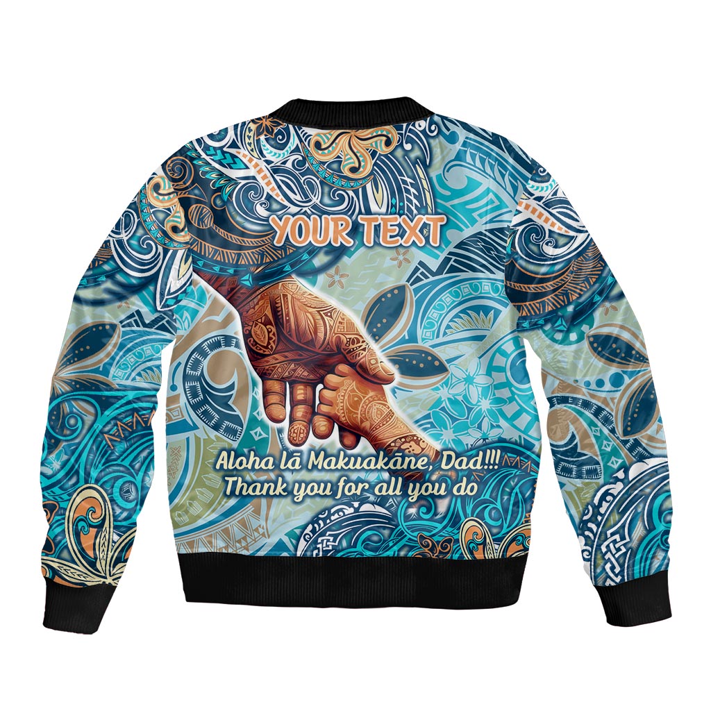 Hand In Hand Father's Day Polynesian Bomber Jacket Tribal Flower Pattern