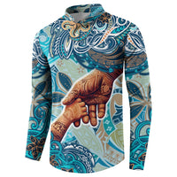 Hand In Hand Father's Day Polynesian Button Sweatshirt Tribal Flower Pattern