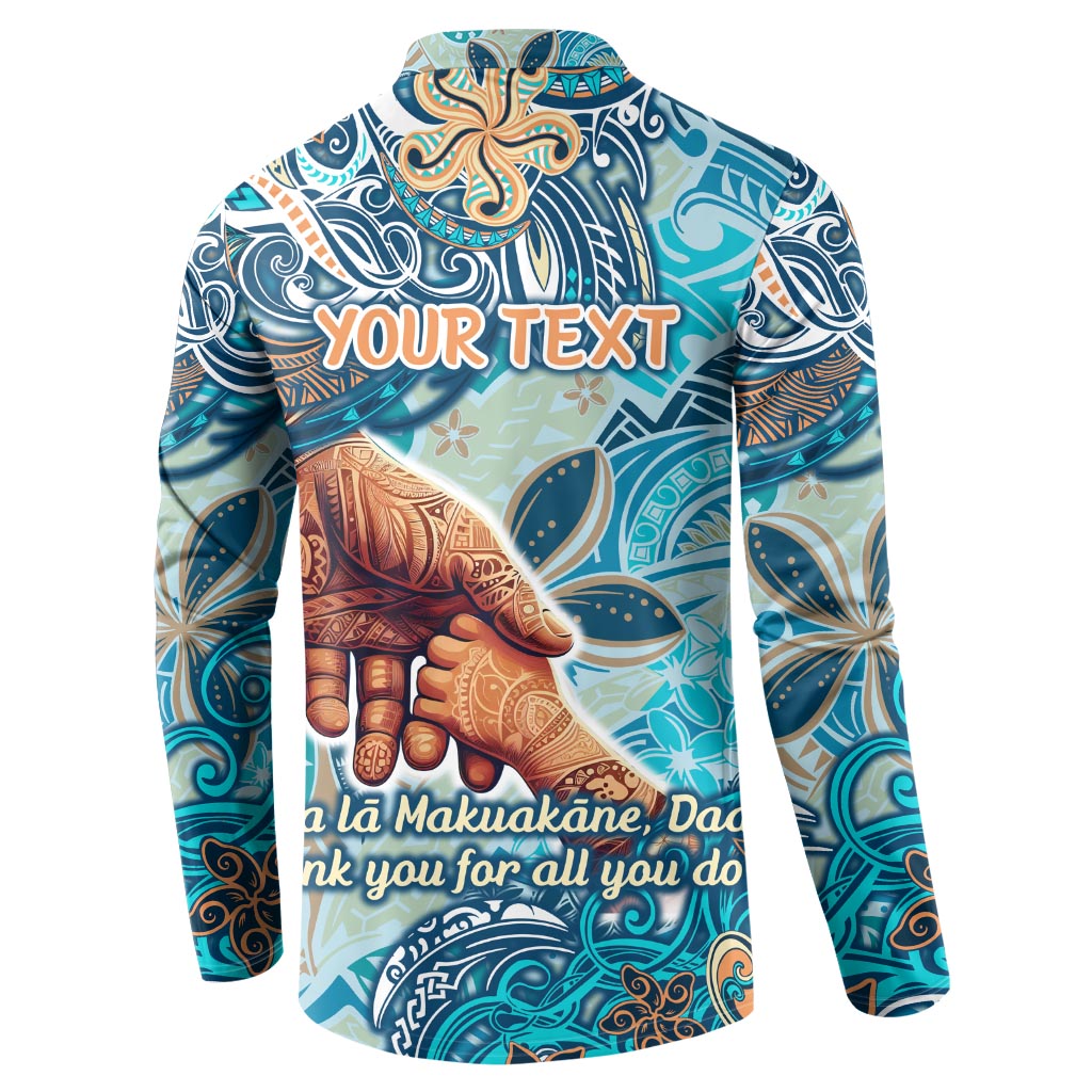 Hand In Hand Father's Day Polynesian Button Sweatshirt Tribal Flower Pattern