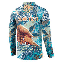 Hand In Hand Father's Day Polynesian Button Sweatshirt Tribal Flower Pattern