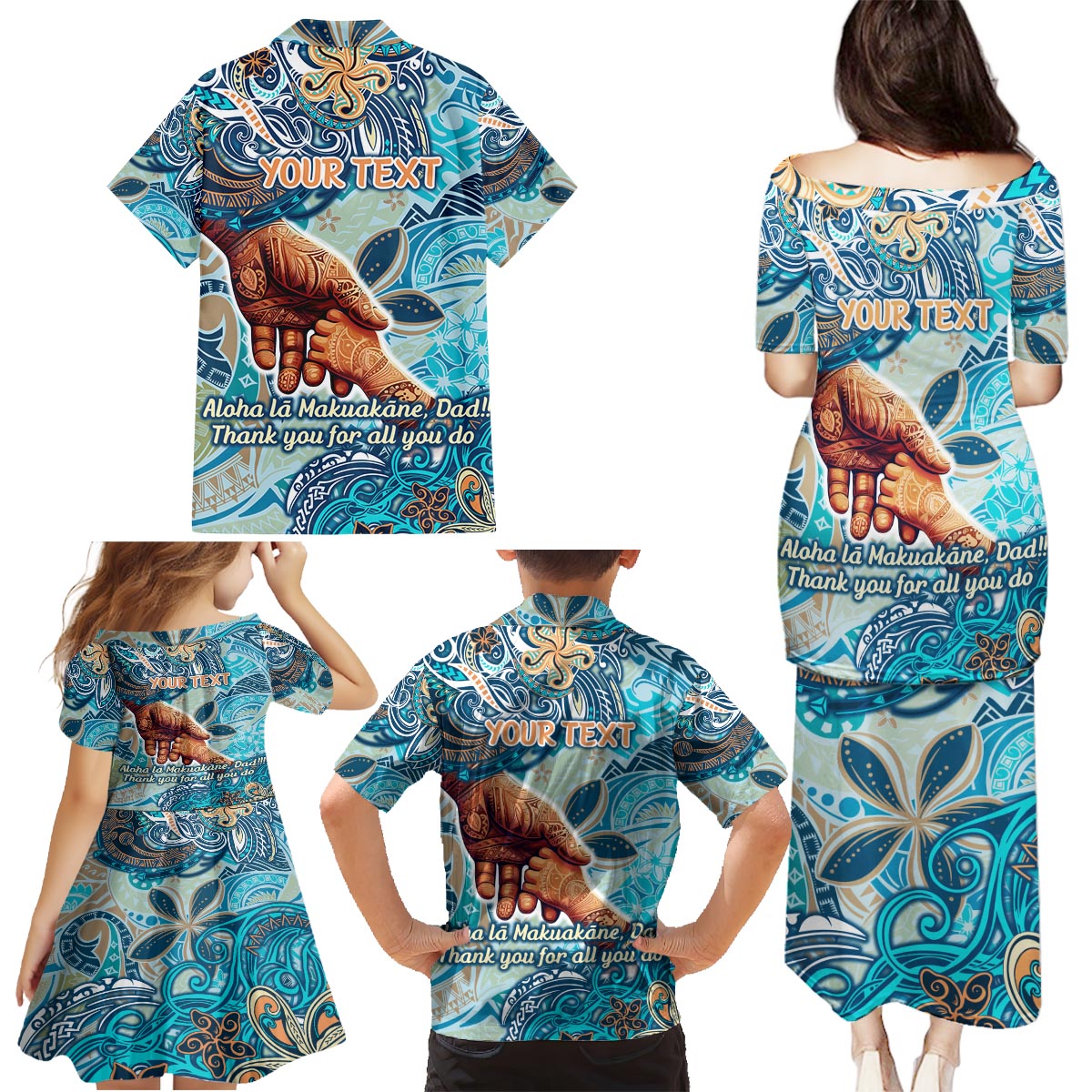 Hand In Hand Father's Day Polynesian Family Matching Puletasi and Hawaiian Shirt Tribal Flower Pattern DT02 - Polynesian Pride