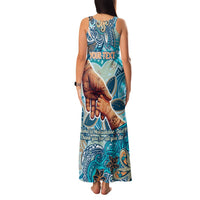 Hand In Hand Father's Day Polynesian Family Matching Tank Maxi Dress and Hawaiian Shirt Tribal Flower Pattern