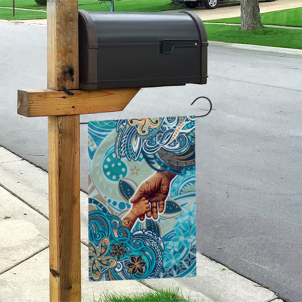 Hand In Hand Father's Day Polynesian Garden Flag Tribal Flower Pattern