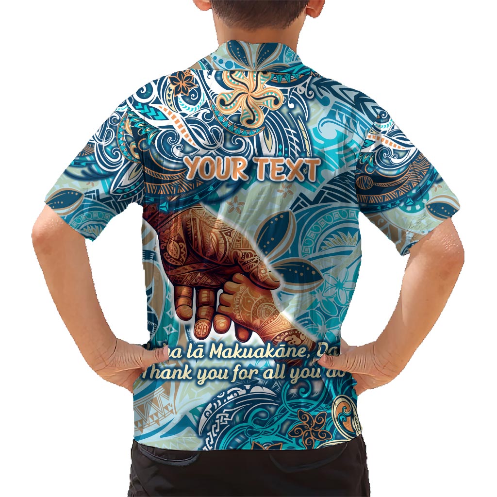 Hand In Hand Father's Day Polynesian Kid Hawaiian Shirt Tribal Flower Pattern