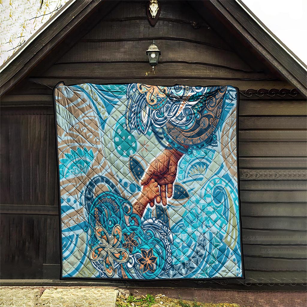 Hand In Hand Father's Day Polynesian Quilt Tribal Flower Pattern DT02 - Polynesian Pride