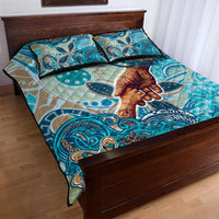 Hand In Hand Father's Day Polynesian Quilt Bed Set Tribal Flower Pattern